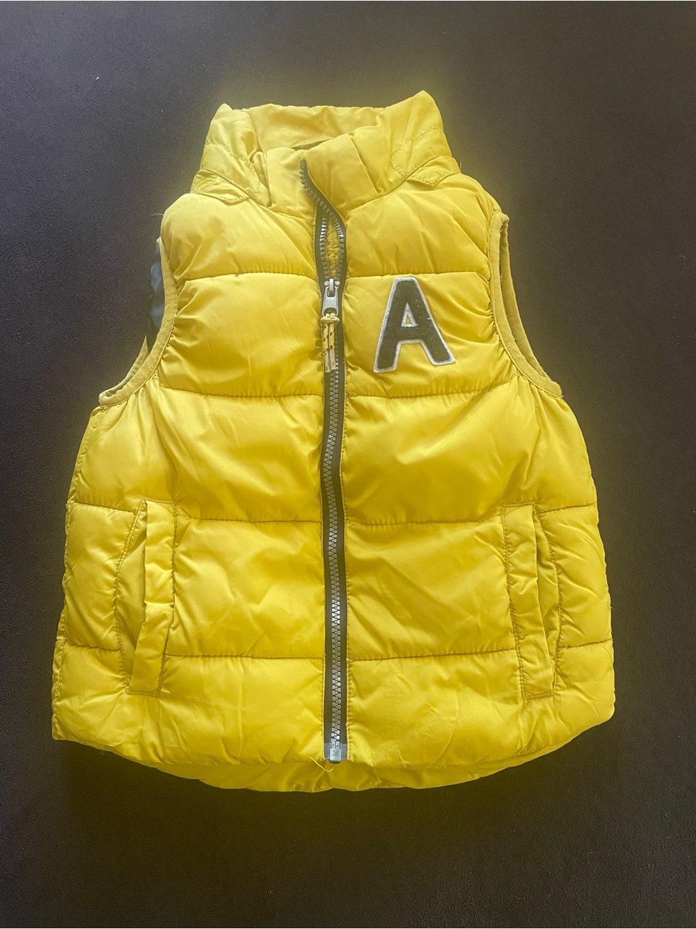 H&M Yellow Kids Puffer Vest with 'A' Patch Size 4-6 Y